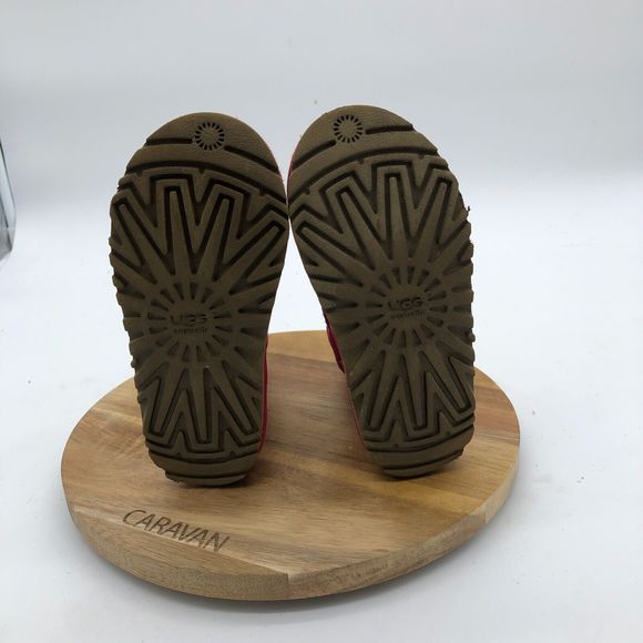 UGG Boots Shoes Girls 10 Pink Suede Winter Bootie Button Casual - Picture 7 of 9